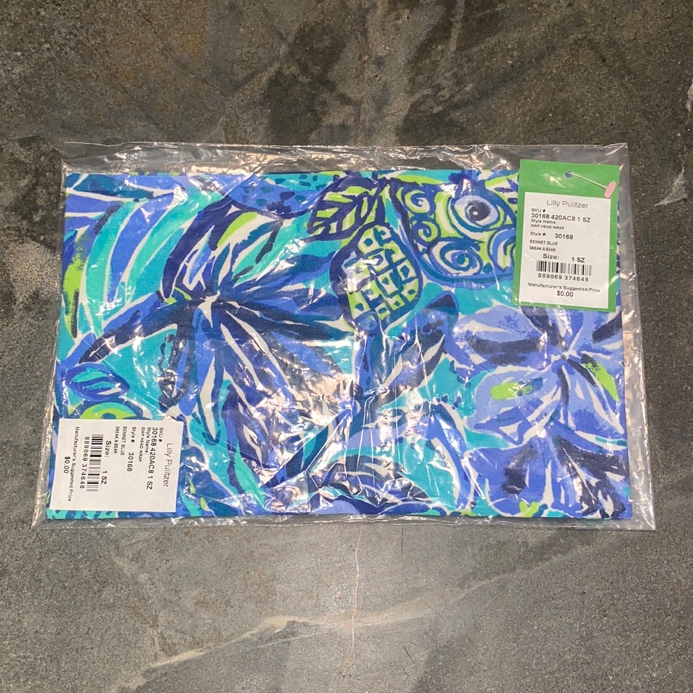 Lilly Pulitzer GWP Head Wrap Sneak a Break Bennet Blue - Picture 2 of 5